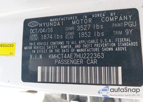 2017 Hyundai Accent Se из США, поврежденный, VIN KMHCT4AE7HU222363